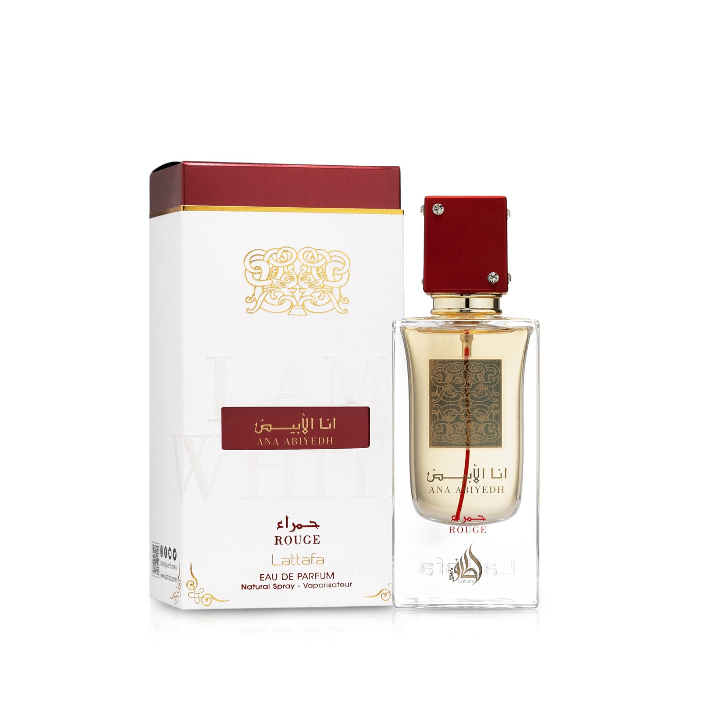 Lattafa ANA ABIYEDH, Rouge, EAU de parfum, Natural Spray Vaporisateur 60 ml